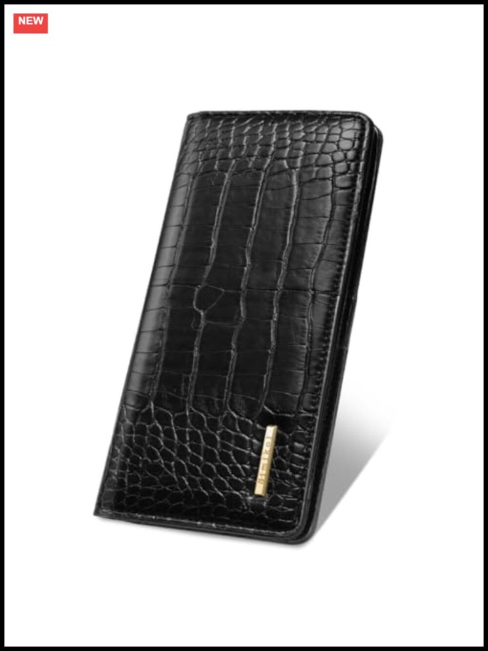 Bifold Wallet Crocodile Embossed Faux Leather Slim RFID Card Case